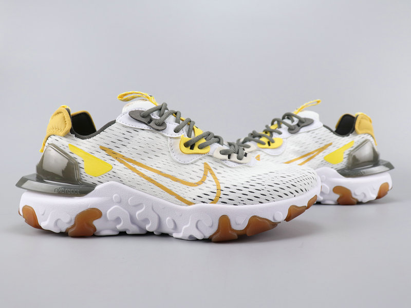 2020 Nike React VISION White Yellow Grey Running Shoes